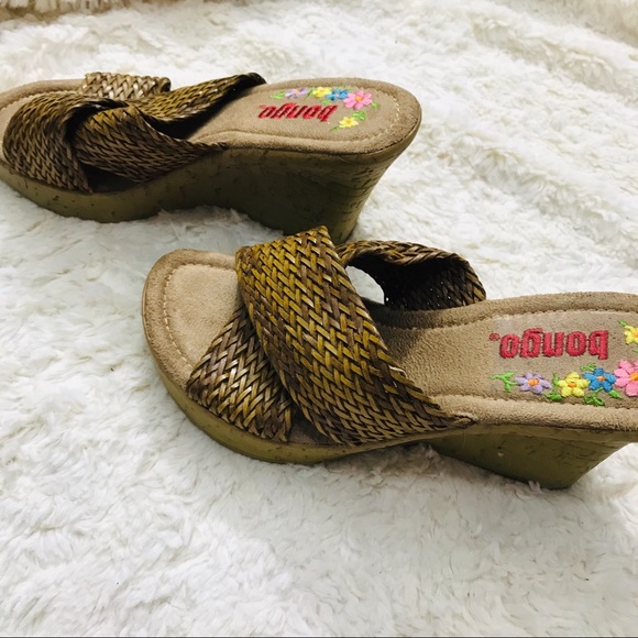 Bongo Neutral Brown Woven Wedge Sandals Size 5.5 - Picture 4 of 7